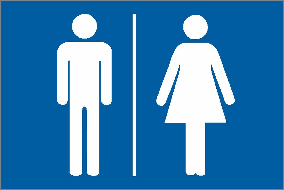 CGSignLab 8x8 Gender Neutral Restroom Sign in Blue and Red on White Heavy-Duty Outdoor Vinyl Banner 